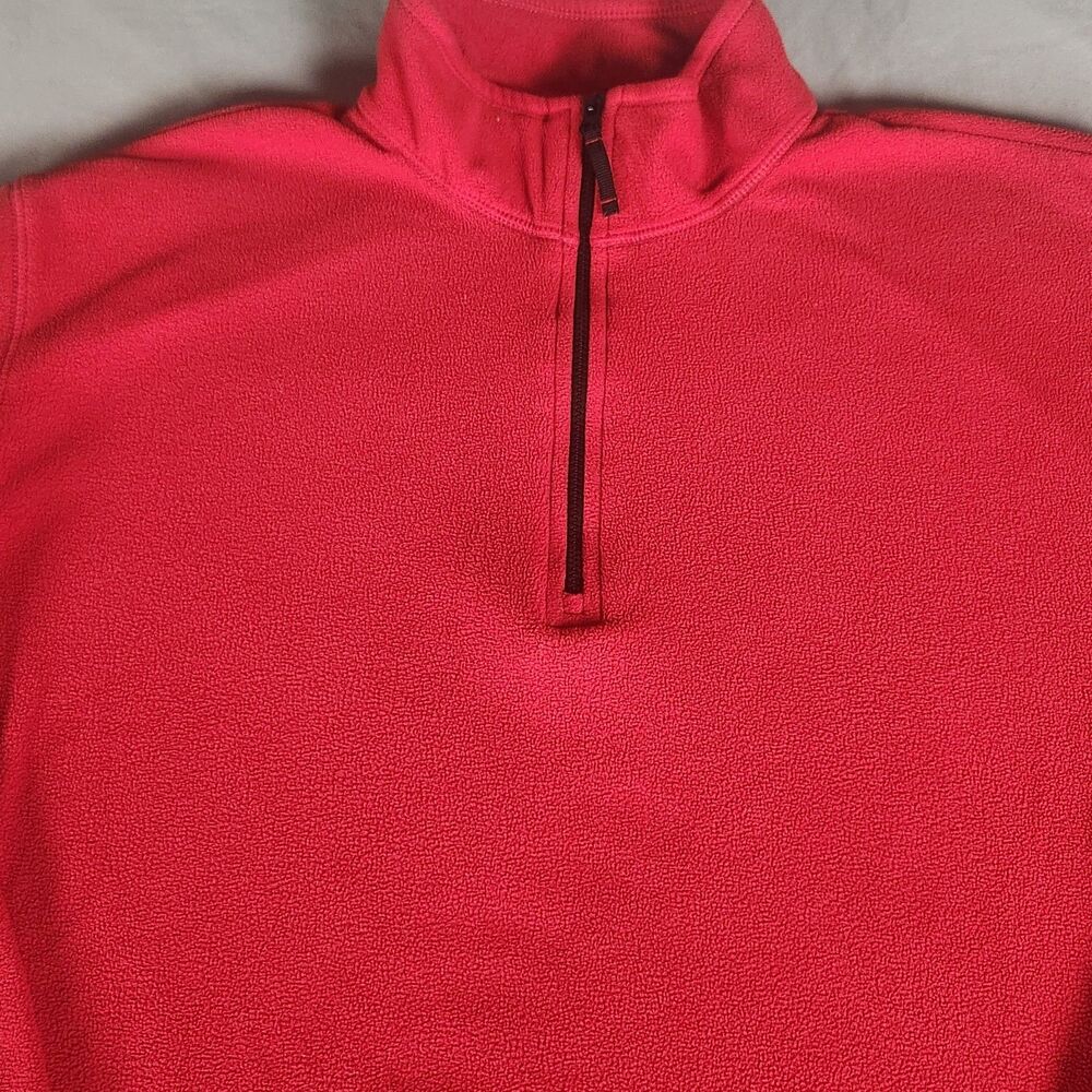 Lands’ End Red Fleece Quarter Zip Pullover Jacket Women’s Size L - Picture 2 of 10